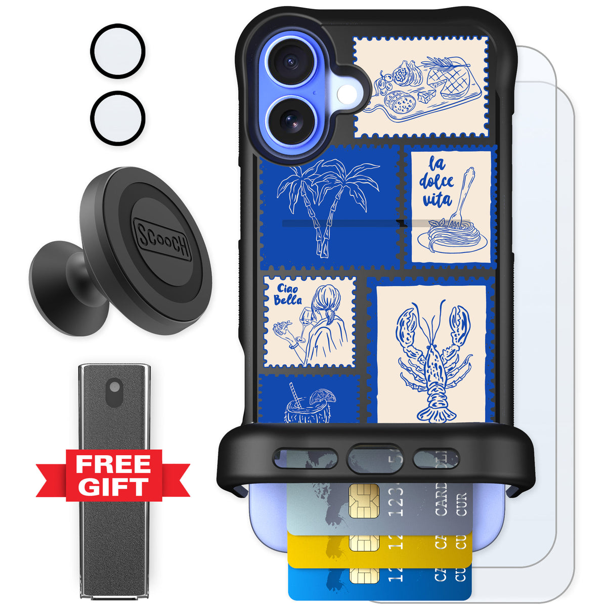 Scooch Wingmate Euro Summer for iPhone 16 Plus — Defender Bundle