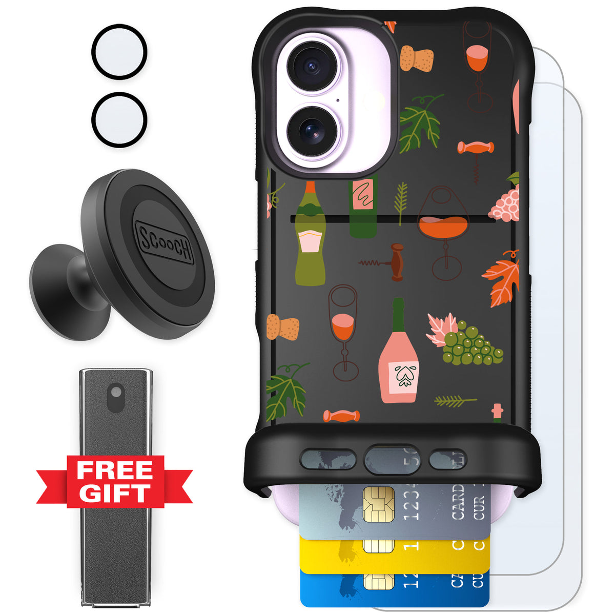 Scooch Wingmate Vino Vibes for iPhone 17 — Defender Bundle