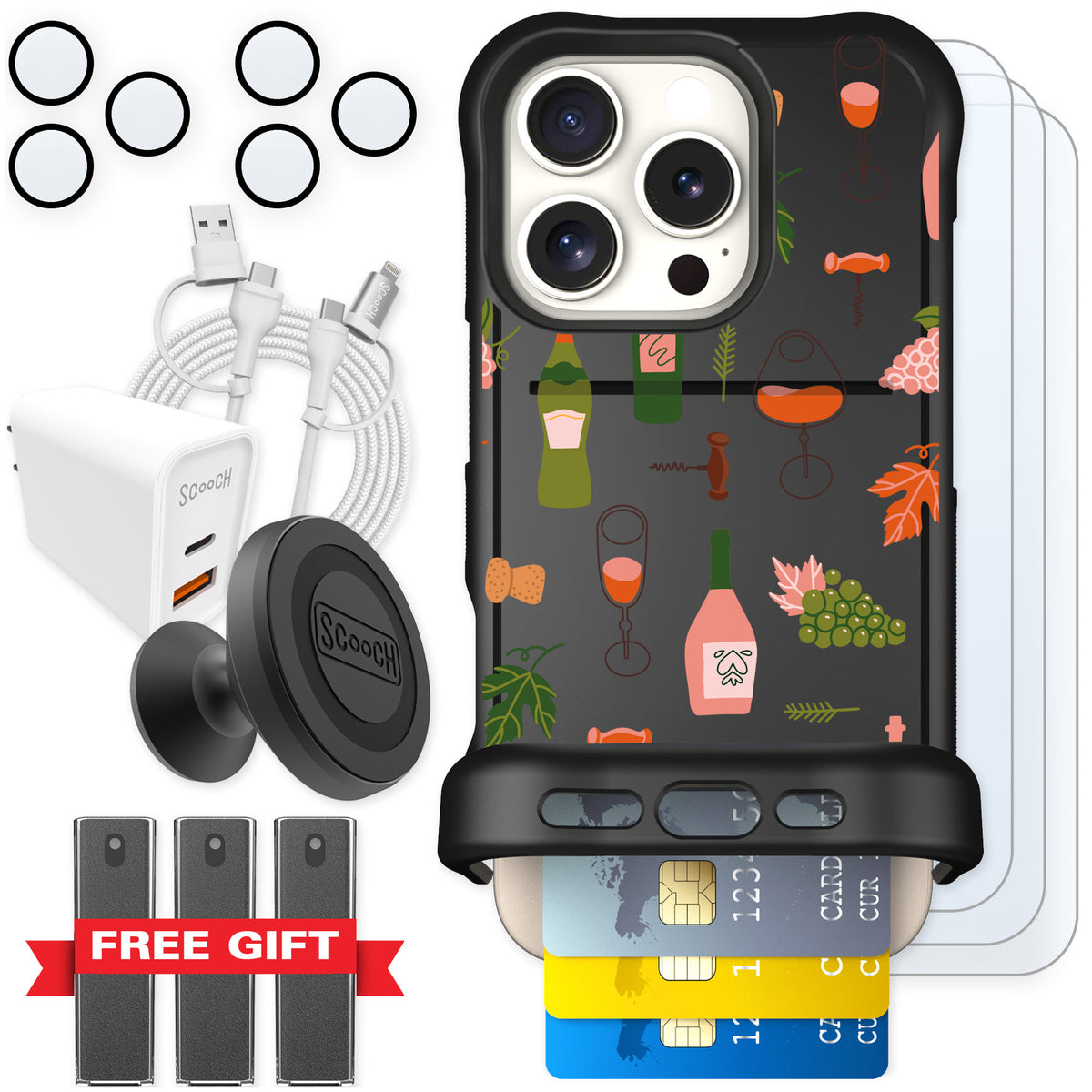 Scooch Wingmate Vino Vibes for iPhone 16 Pro — Ultimate Bundle