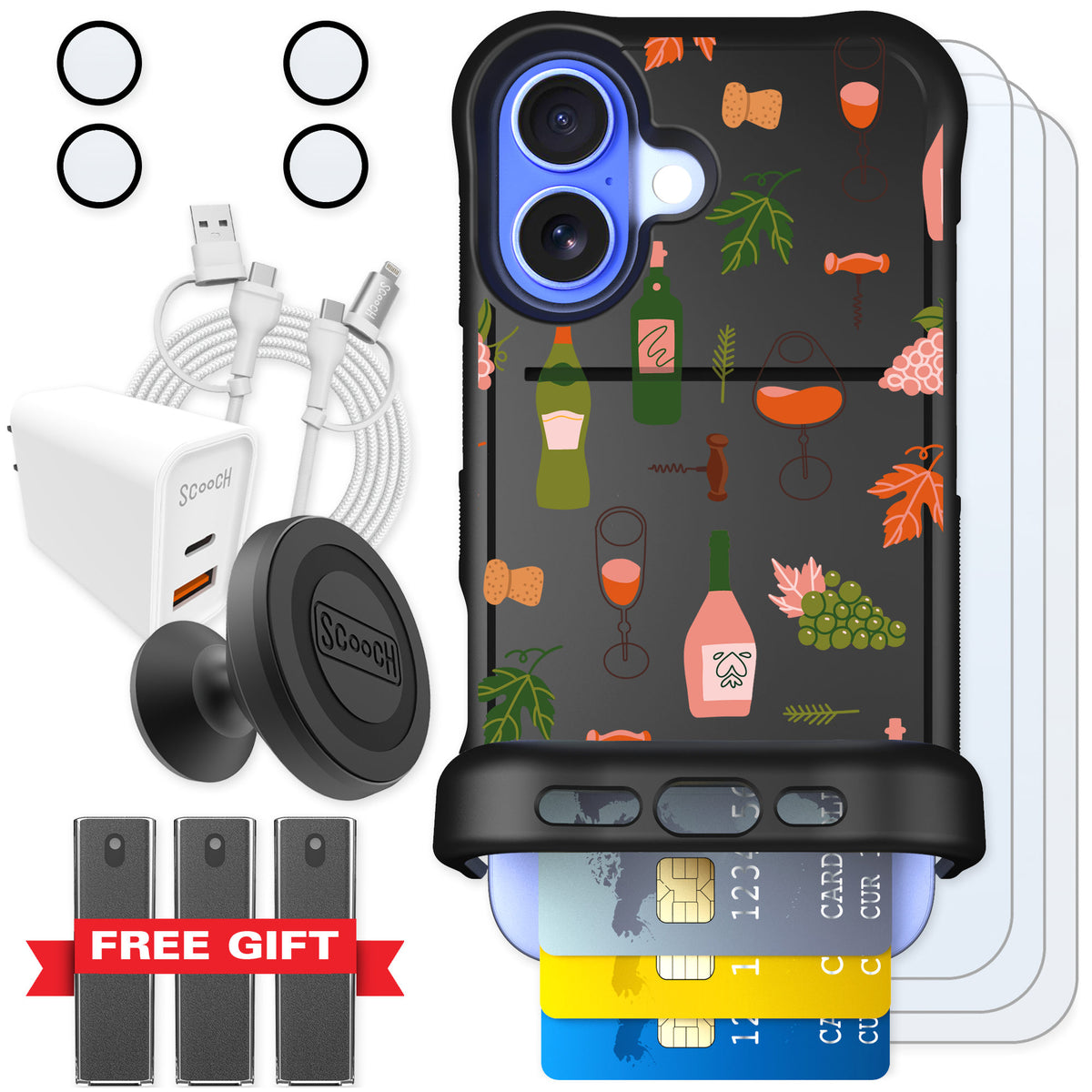 Scooch Wingmate Vino Vibes for iPhone 16 — Ultimate Bundle