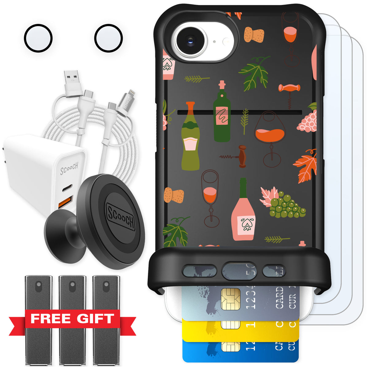Scooch Wingmate Vino Vibes for iPhone 16e — Ultimate Bundle
