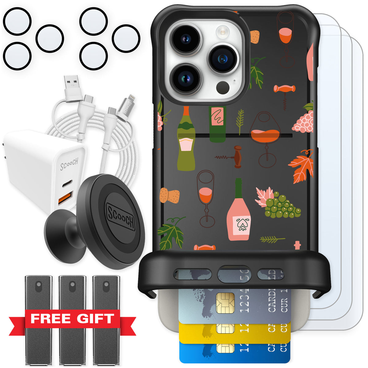Scooch Wingmate Vino Vibes for iPhone 15 Pro Max — Ultimate Bundle