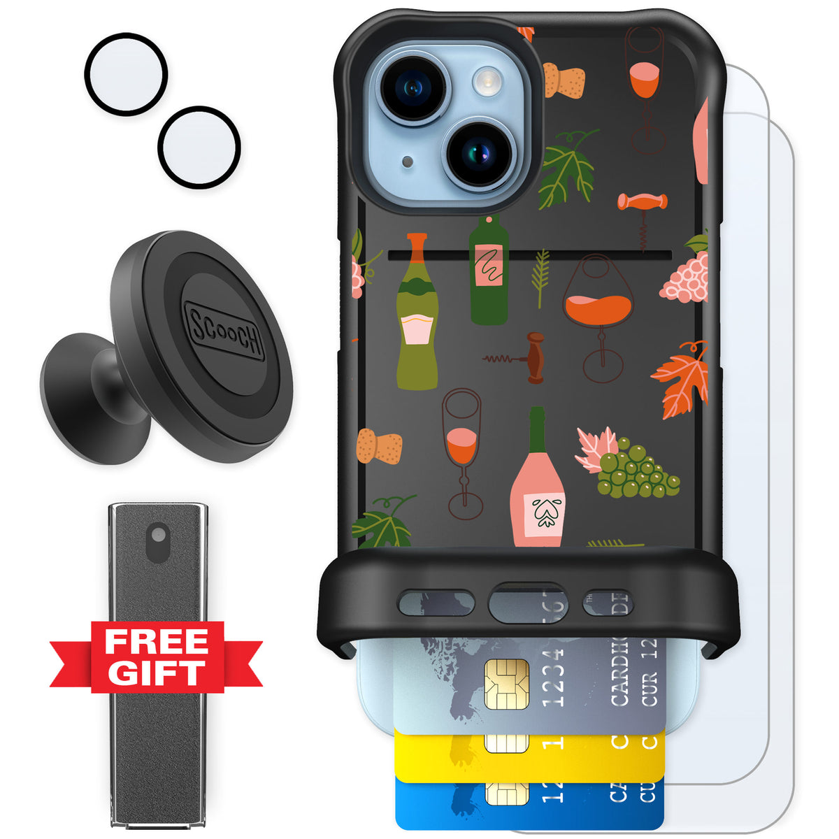 Scooch Wingmate Vino Vibes for iPhone 15 — Defender Bundle