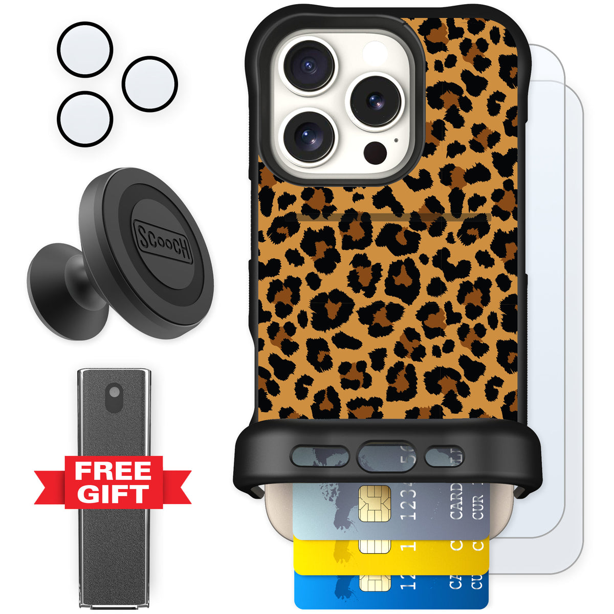 Scooch Wingmate Fierce Feline for iPhone 16 Pro — Defender Bundle