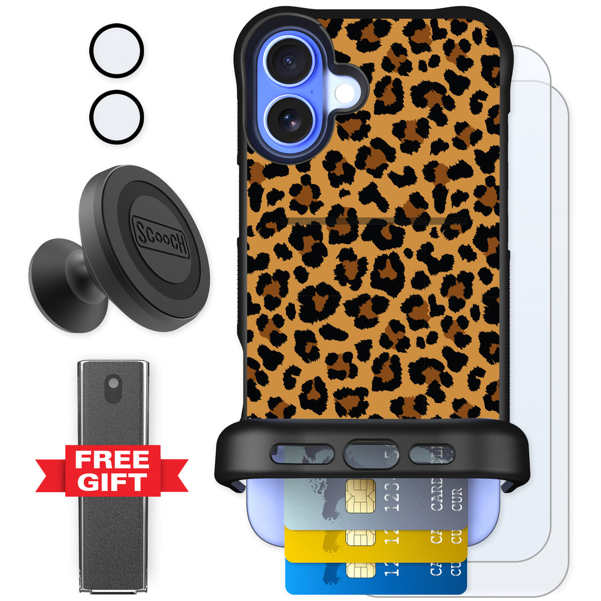 Scooch Wingmate Fierce Feline for iPhone 16 Plus — Defender Bundle