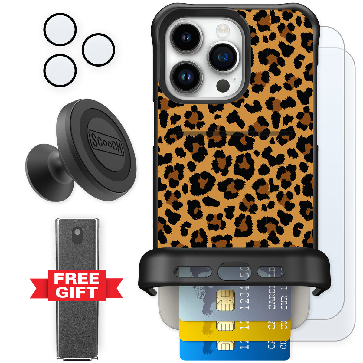 Scooch Wingmate Fierce Feline for iPhone 15 Pro Max — Defender Bundle