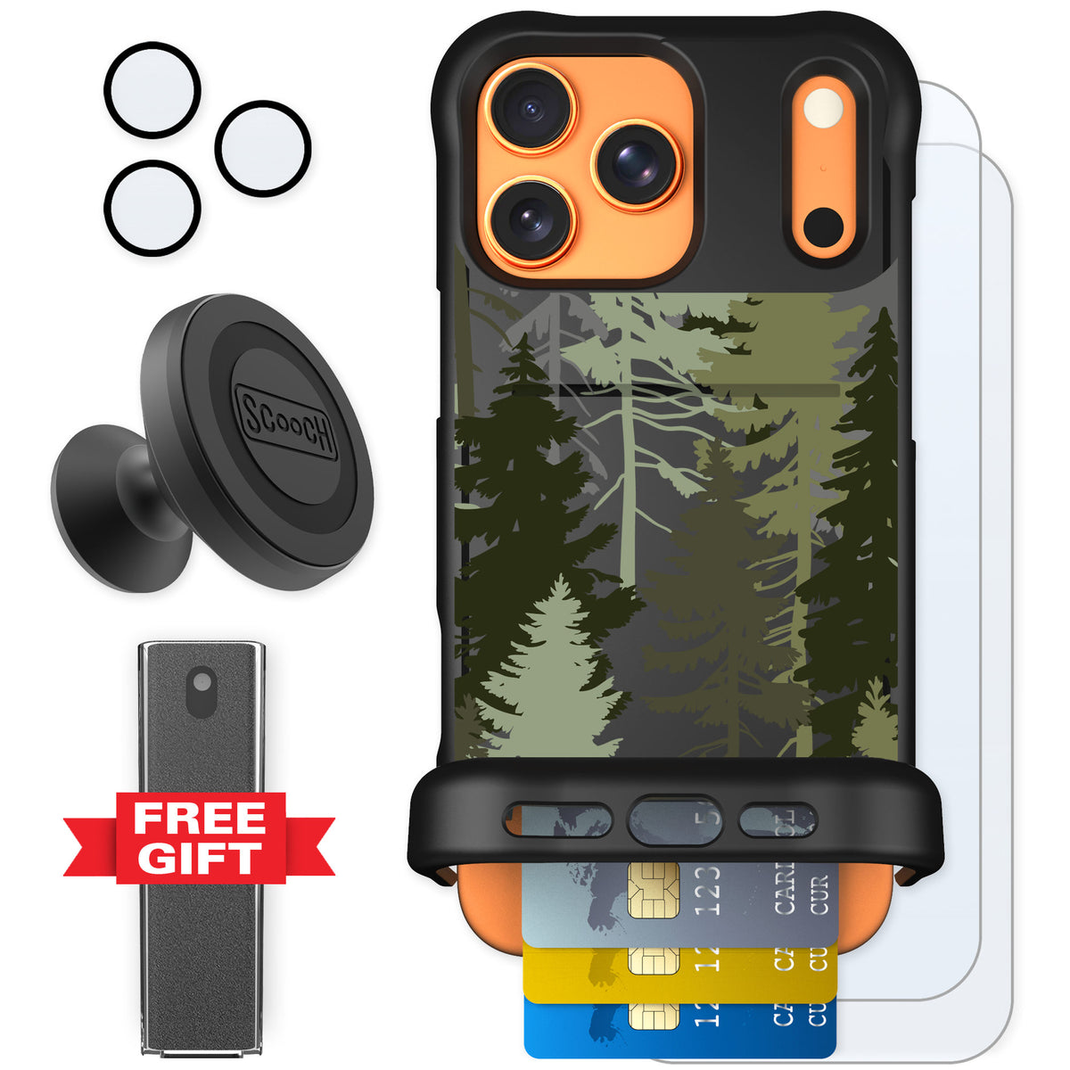 Scooch Wingmate Hidden Pines for iPhone 17 Pro Max — Defender Bundle