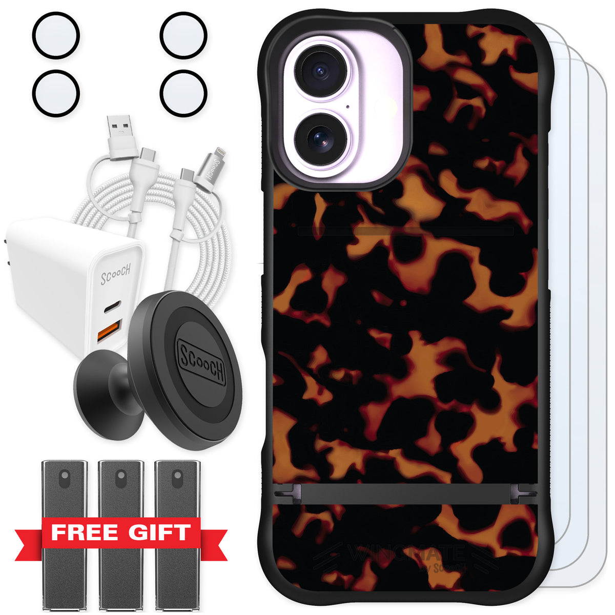 Scooch Wingmate Tortoise Shell for iPhone 17 — Ultimate Bundle