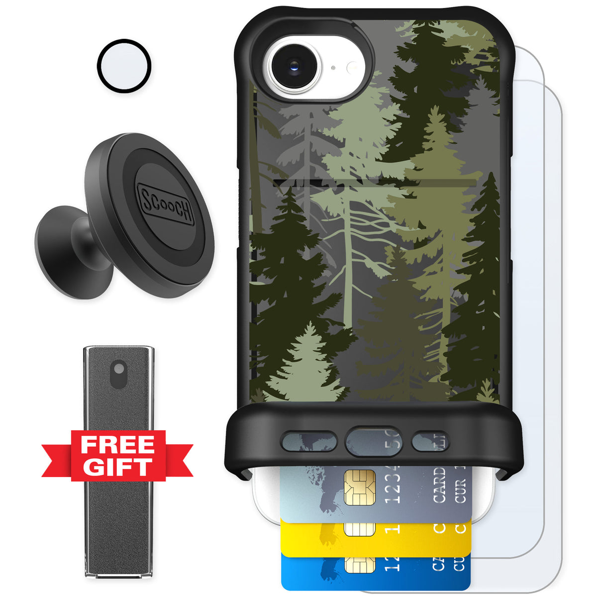 Scooch Wingmate Hidden Pines for iPhone 17e — Defender Bundle