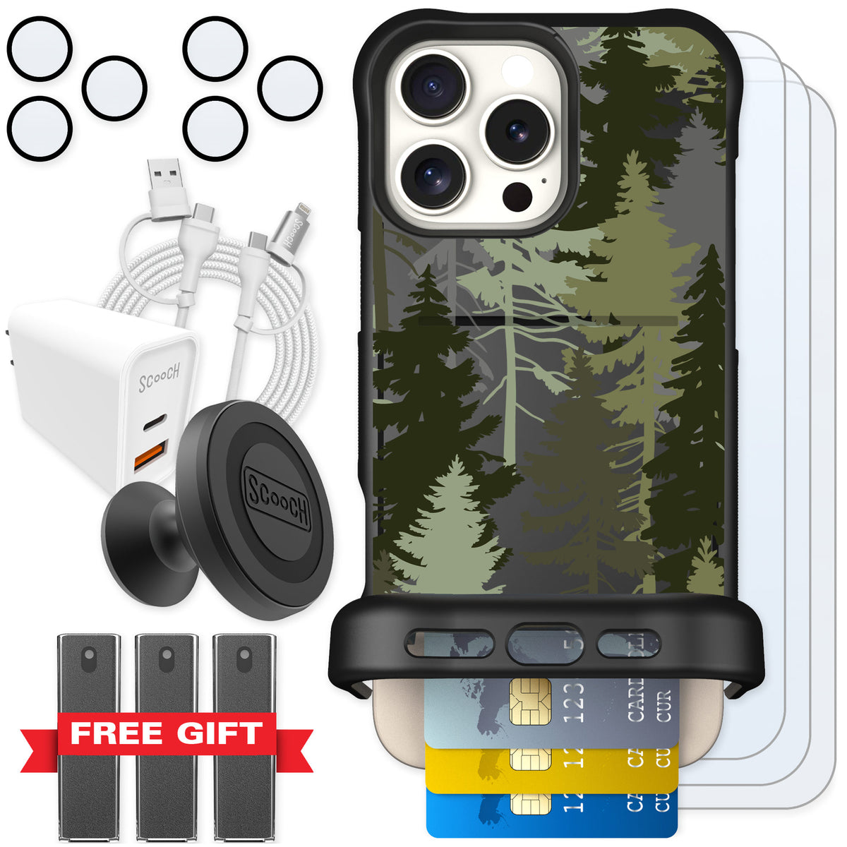 Scooch Wingmate Hidden Pines for iPhone 16 Pro Max — Ultimate Bundle