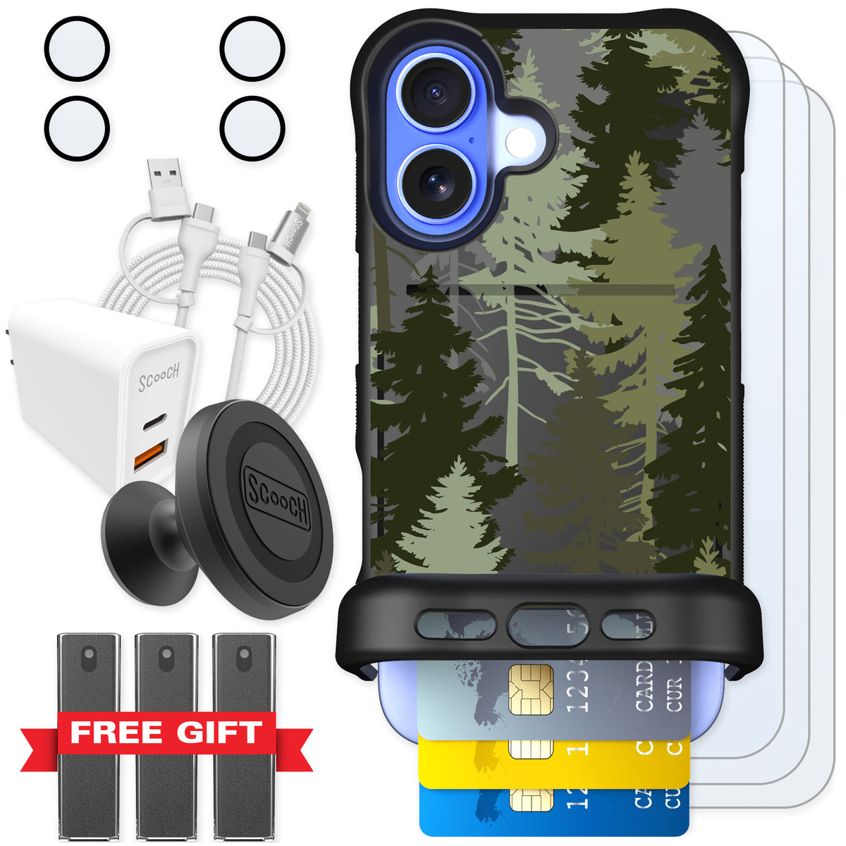 Scooch Wingmate Hidden Pines for iPhone 16 — Ultimate Bundle