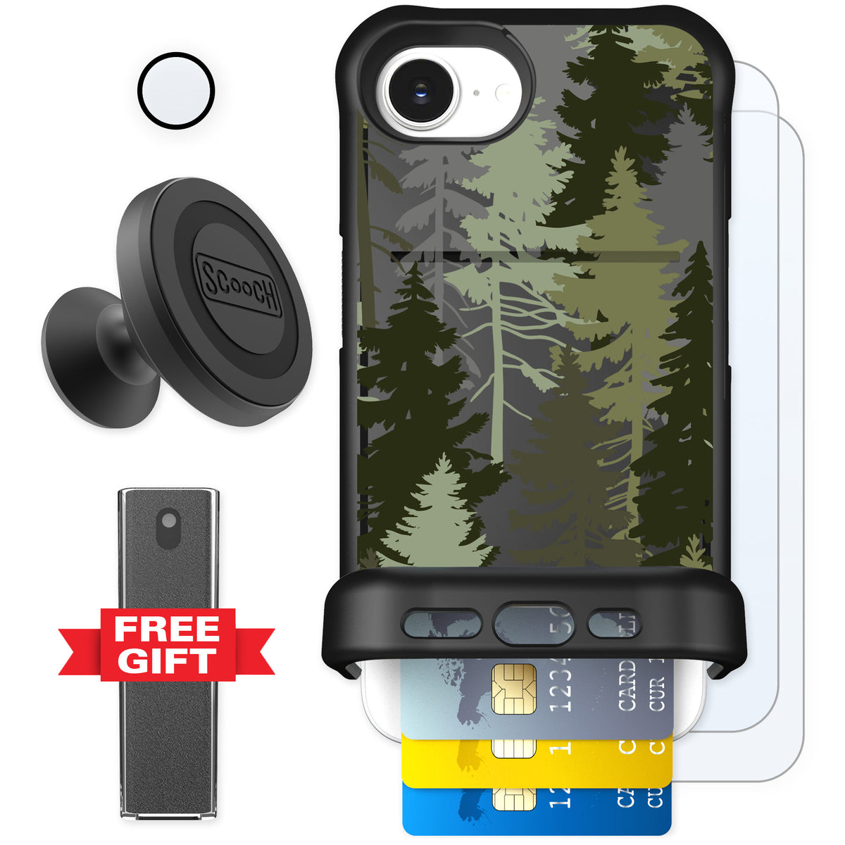 Scooch Wingmate Hidden Pines for iPhone 16e — Defender Bundle