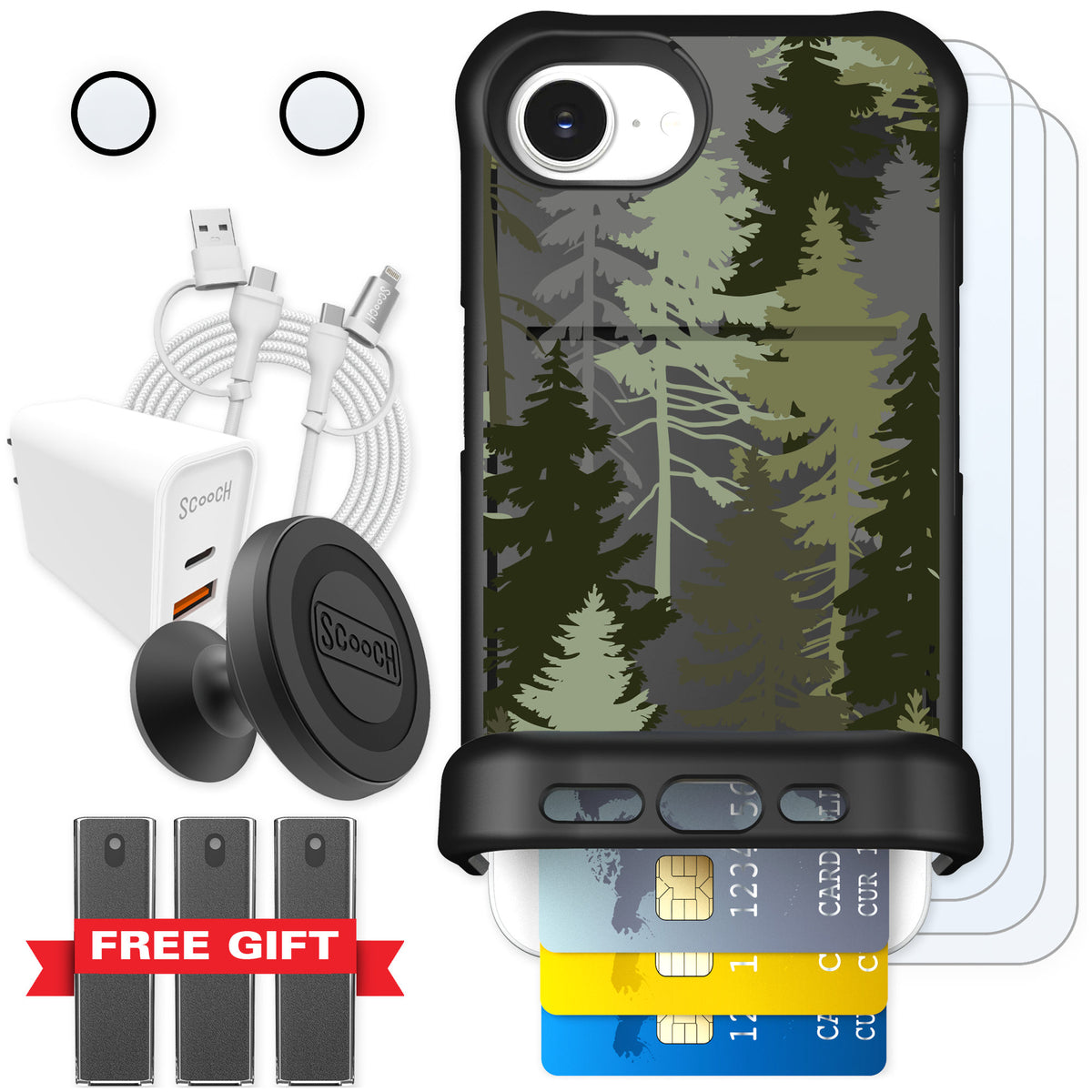 Scooch Wingmate Hidden Pines for iPhone 16e — Ultimate Bundle