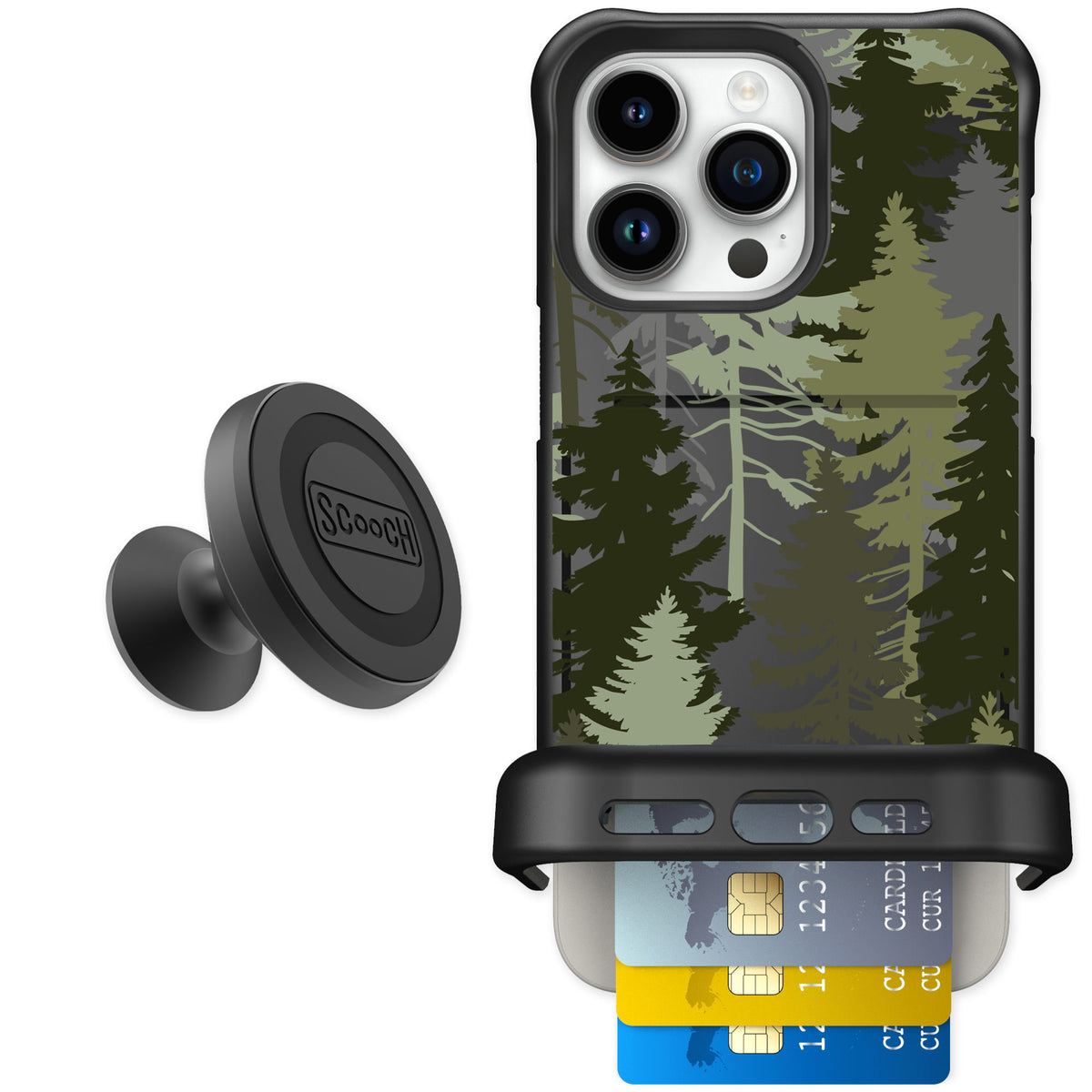 Scooch Wingmate Hidden Pines for iPhone 15 Pro Max — Starter Bundle