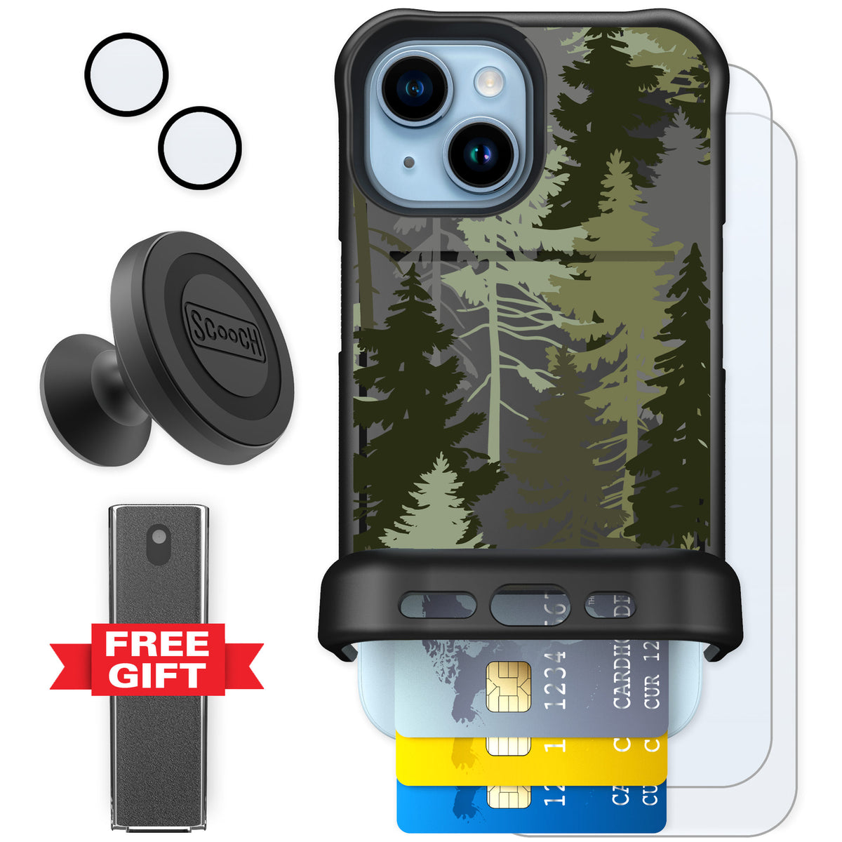 Scooch Wingmate Hidden Pines for iPhone 15 — Defender Bundle