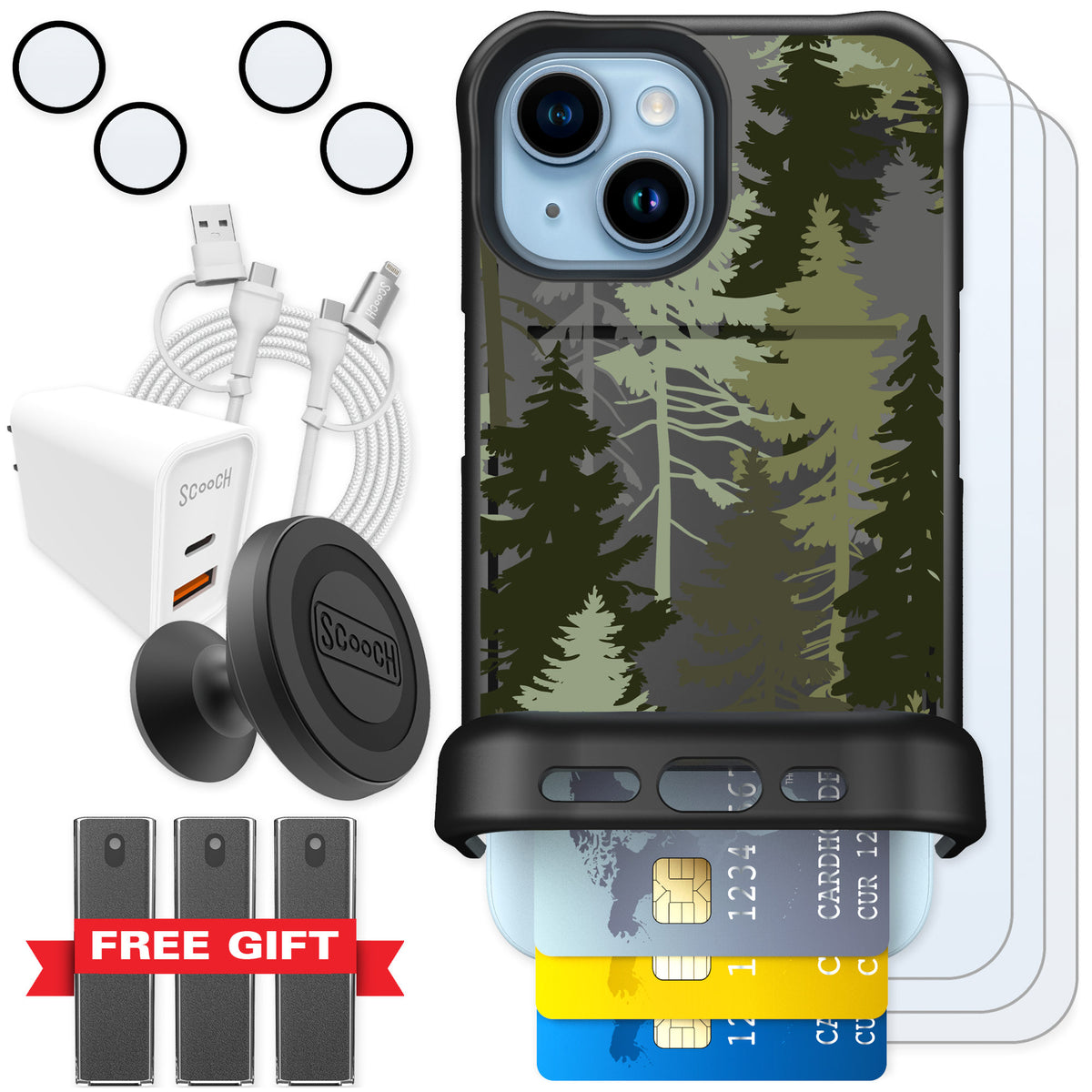 Scooch Wingmate Hidden Pines for iPhone 15 — Ultimate Bundle