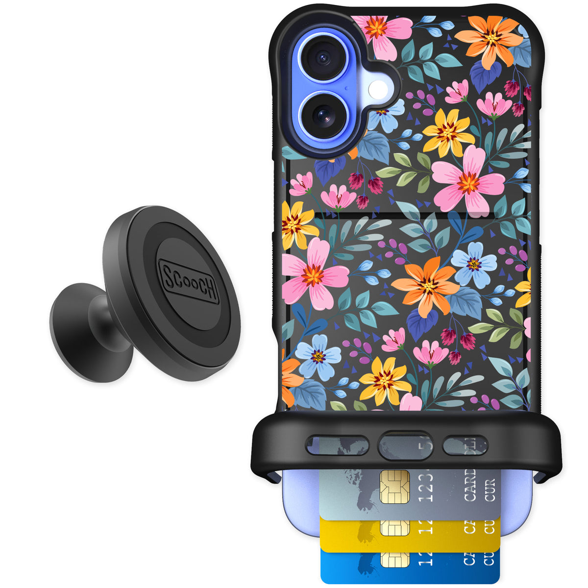 Scooch Wingmate Full Bloom for iPhone 16 Plus — Starter Bundle