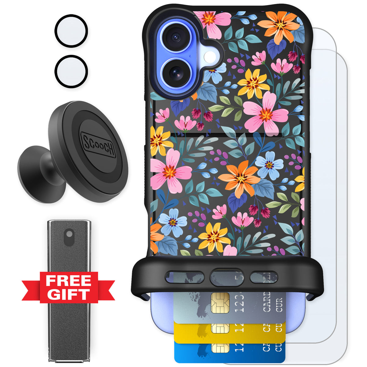 Scooch Wingmate Full Bloom for iPhone 16 Plus — Defender Bundle