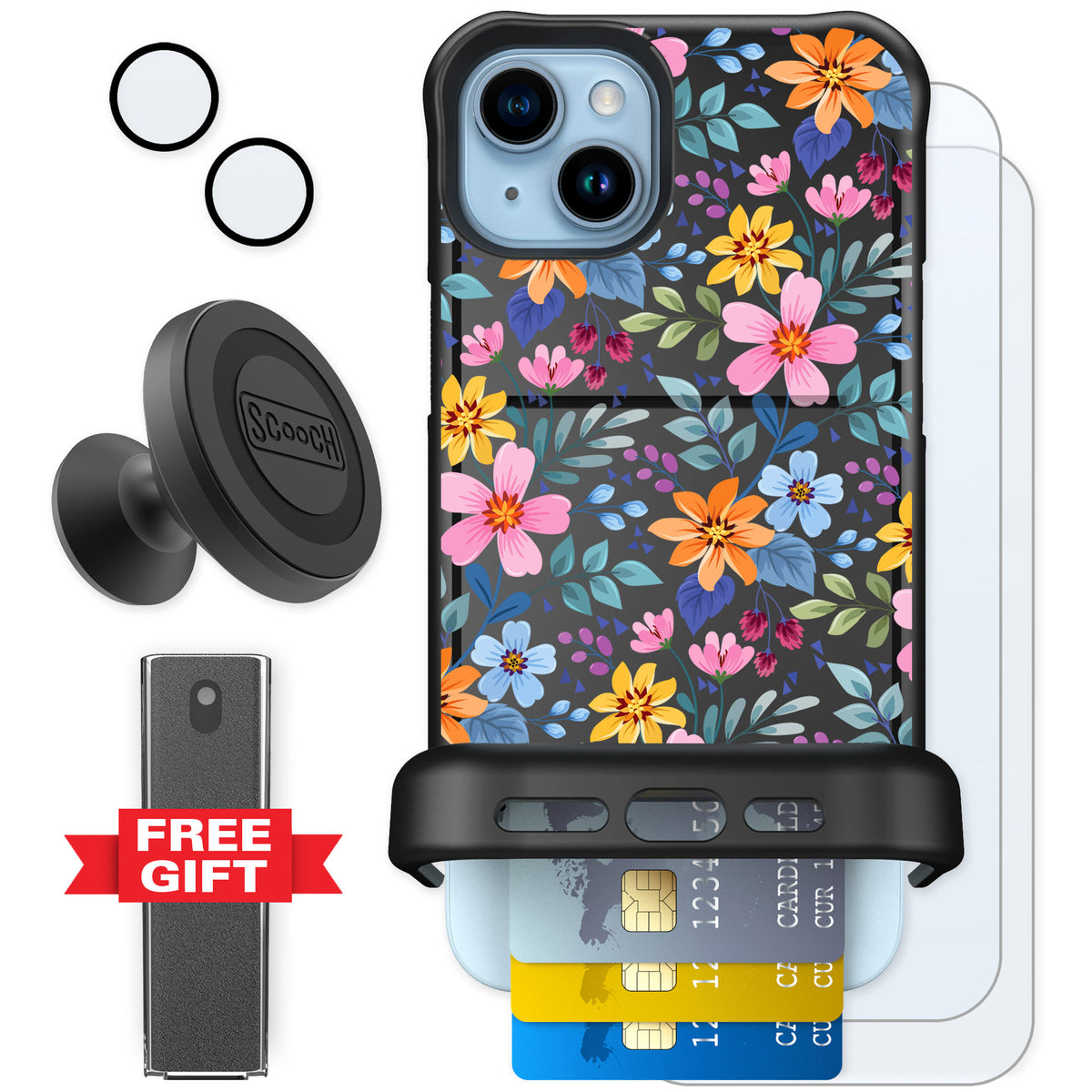 Scooch Wingmate Full Bloom for iPhone 15 Plus — Defender Bundle