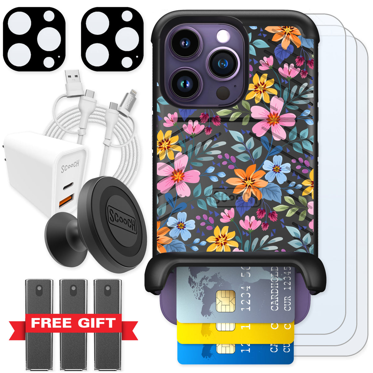 Scooch Wingmate Full Bloom for iPhone 14 Pro — Ultimate Bundle