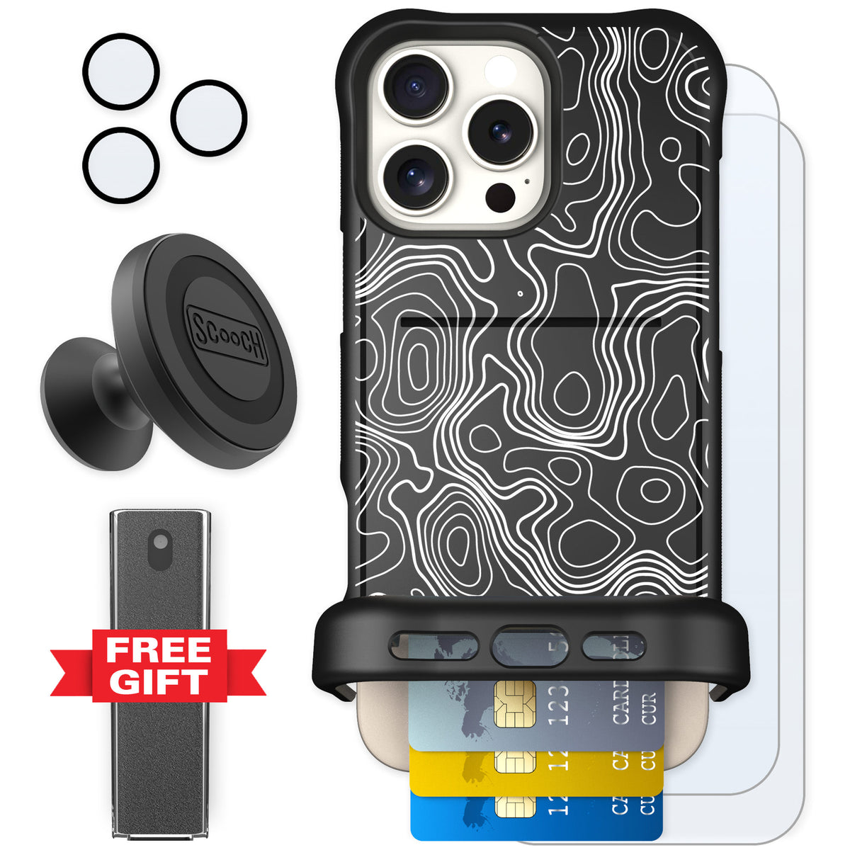 Scooch Wingmate Topography for iPhone 16 Pro Max — Defender Bundle