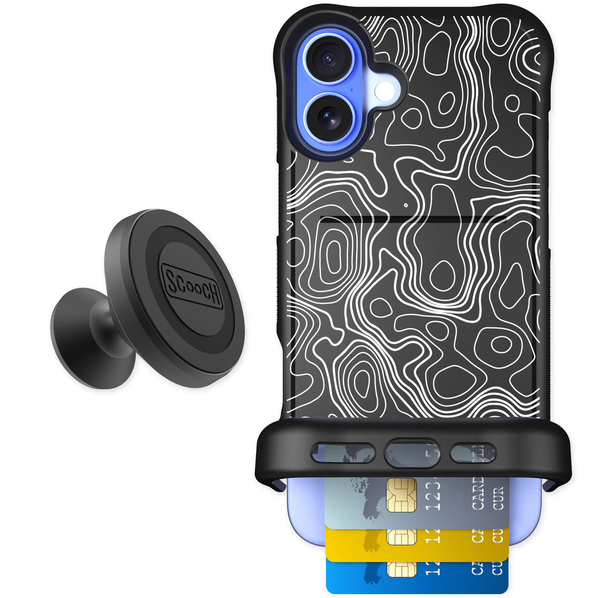 Scooch Wingmate Topography for iPhone 16 Plus — Starter Bundle