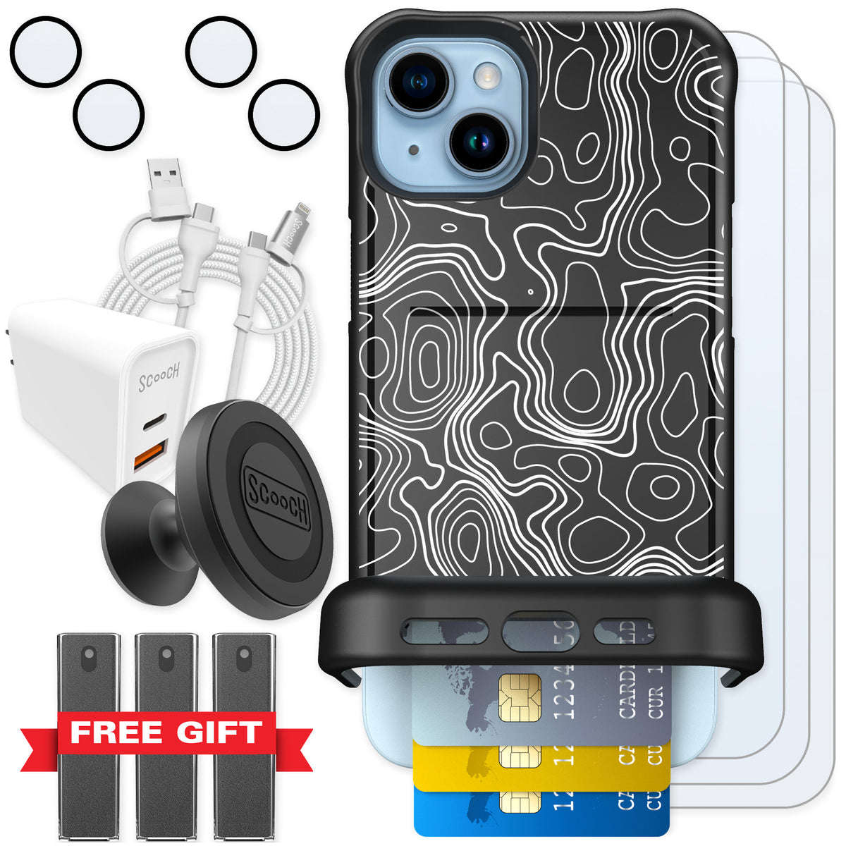 Scooch Wingmate Topography for iPhone 15 Plus — Ultimate Bundle