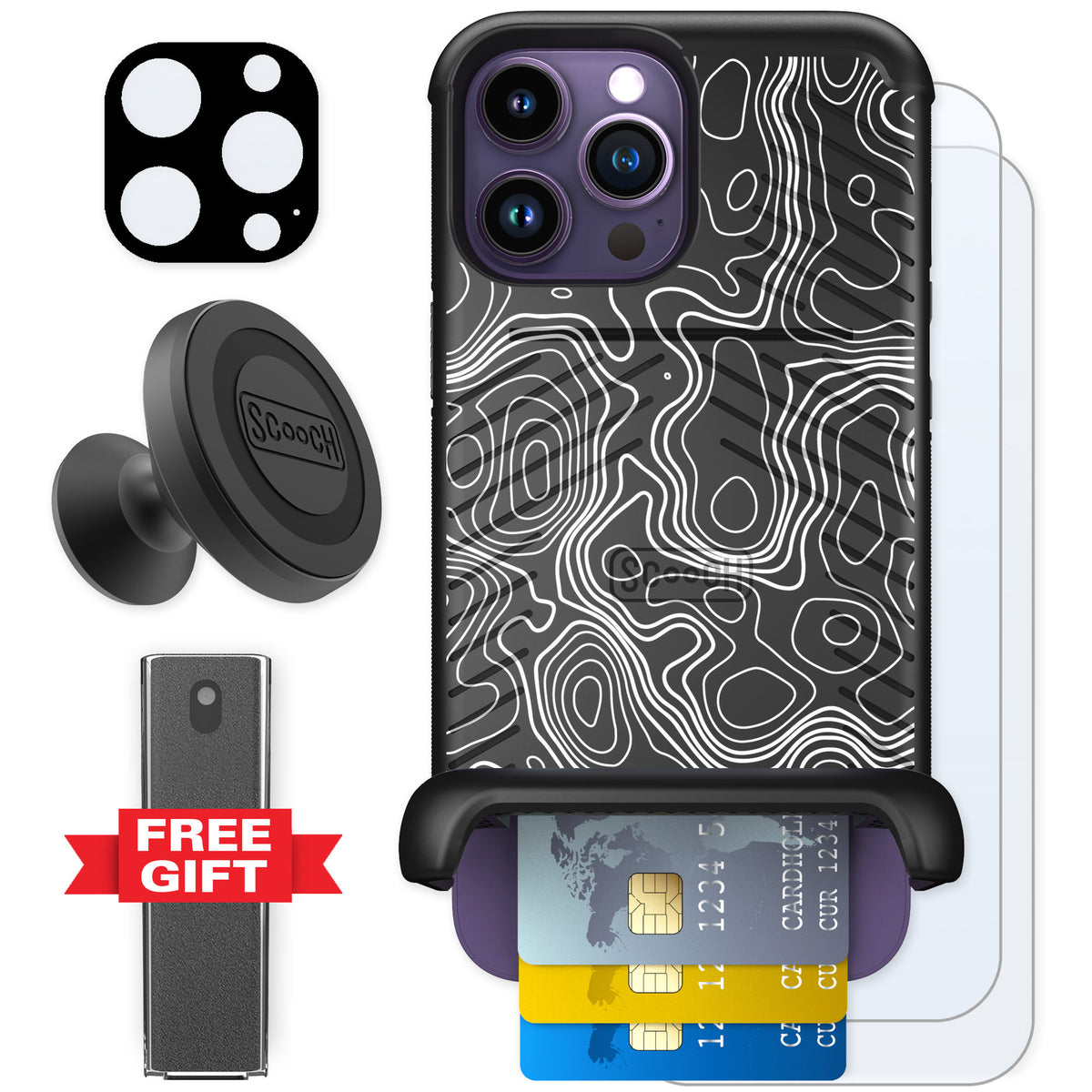 Scooch Wingmate Topography for iPhone 14 Pro Max — Defender Bundle