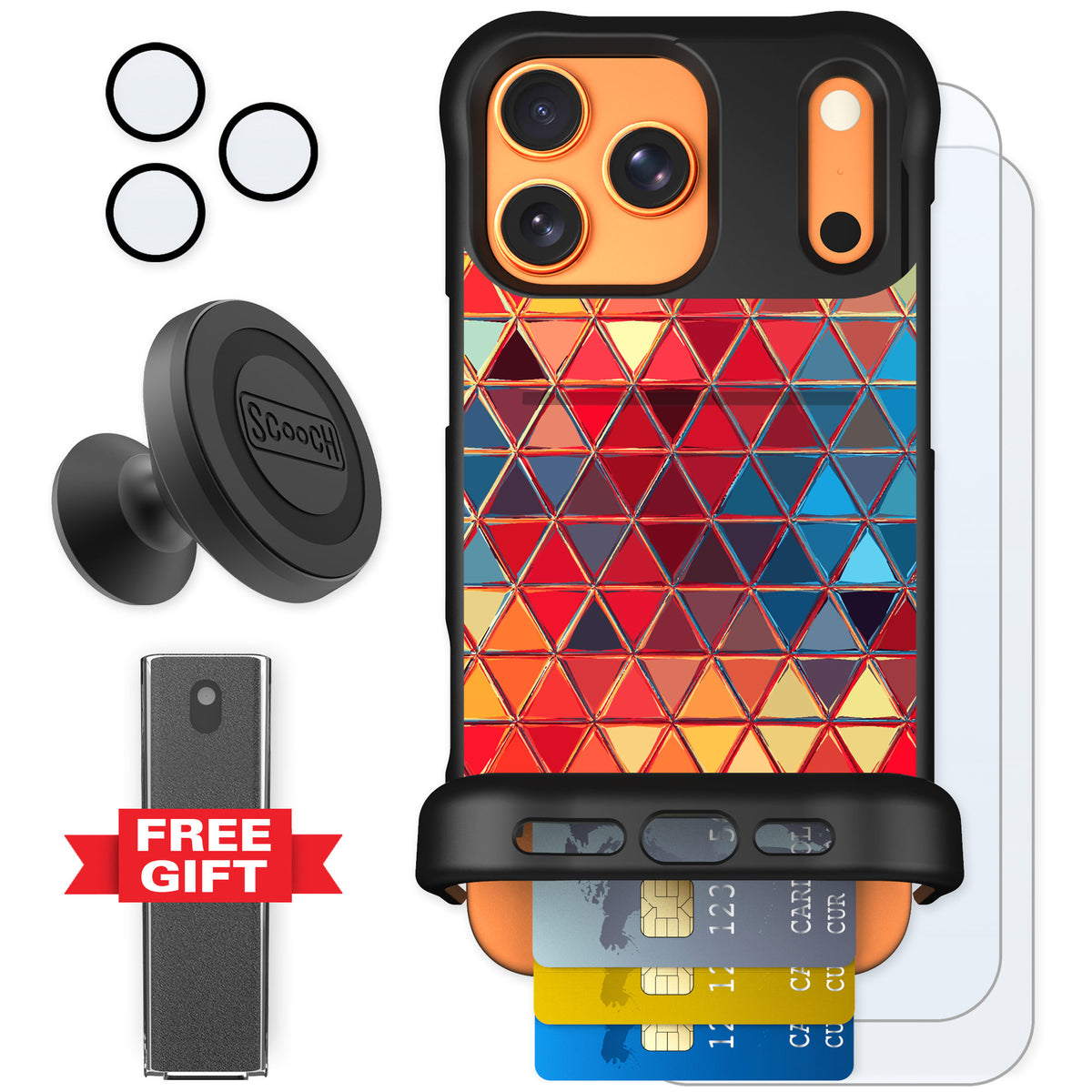 Scooch Wingmate Festive Glass for iPhone 17 Pro Max — Defender Bundle