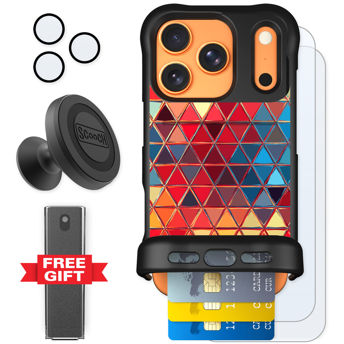Scooch Wingmate Festive Glass for iPhone 17 Pro — Defender Bundle
