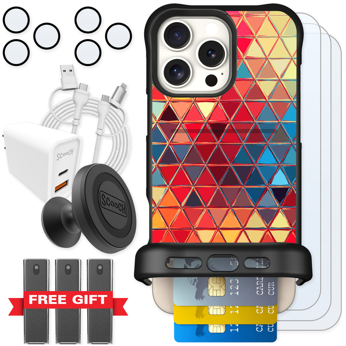 Scooch Wingmate Festive Glass for iPhone 16 Pro Max — Ultimate Bundle
