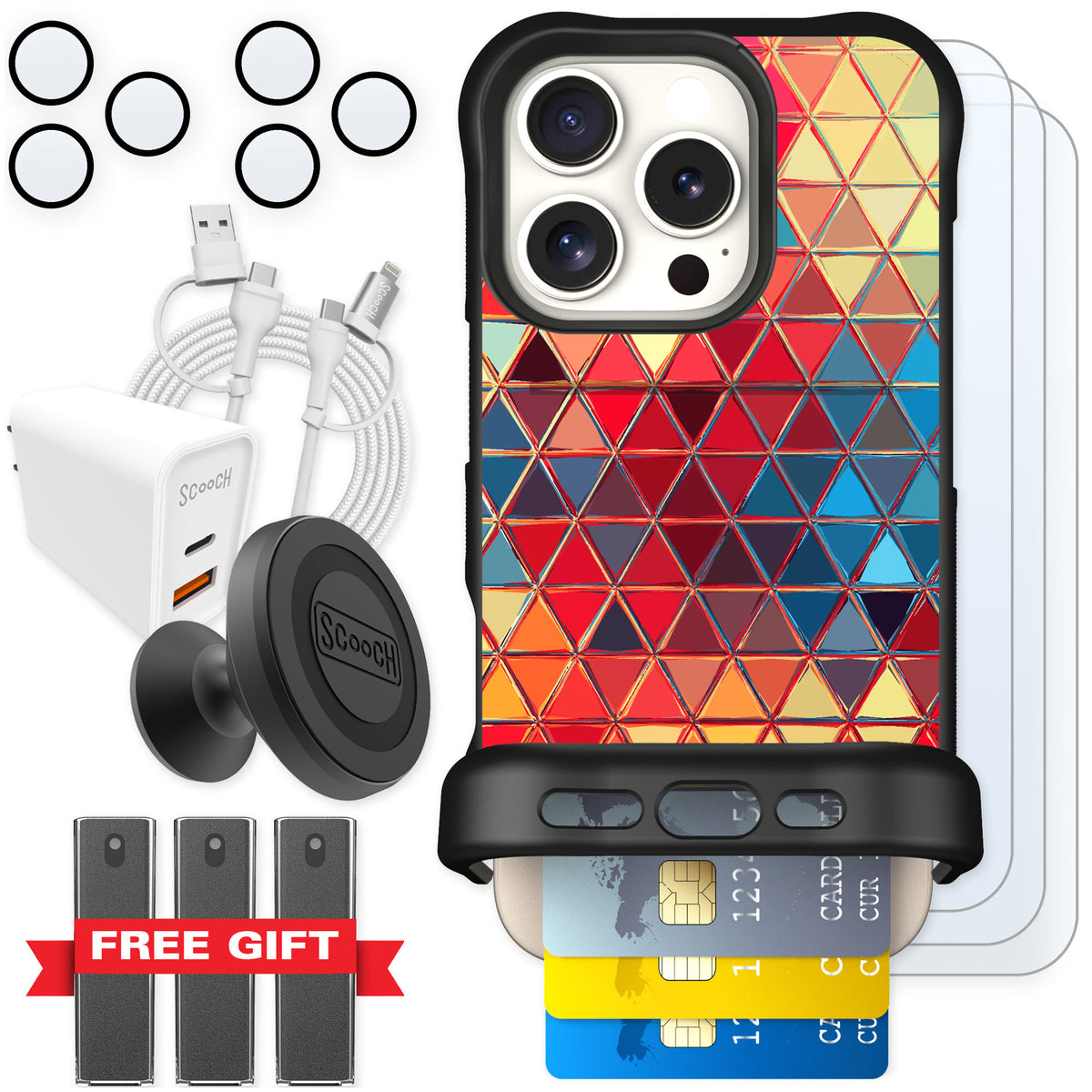 Scooch Wingmate Festive Glass for iPhone 16 Pro — Ultimate Bundle
