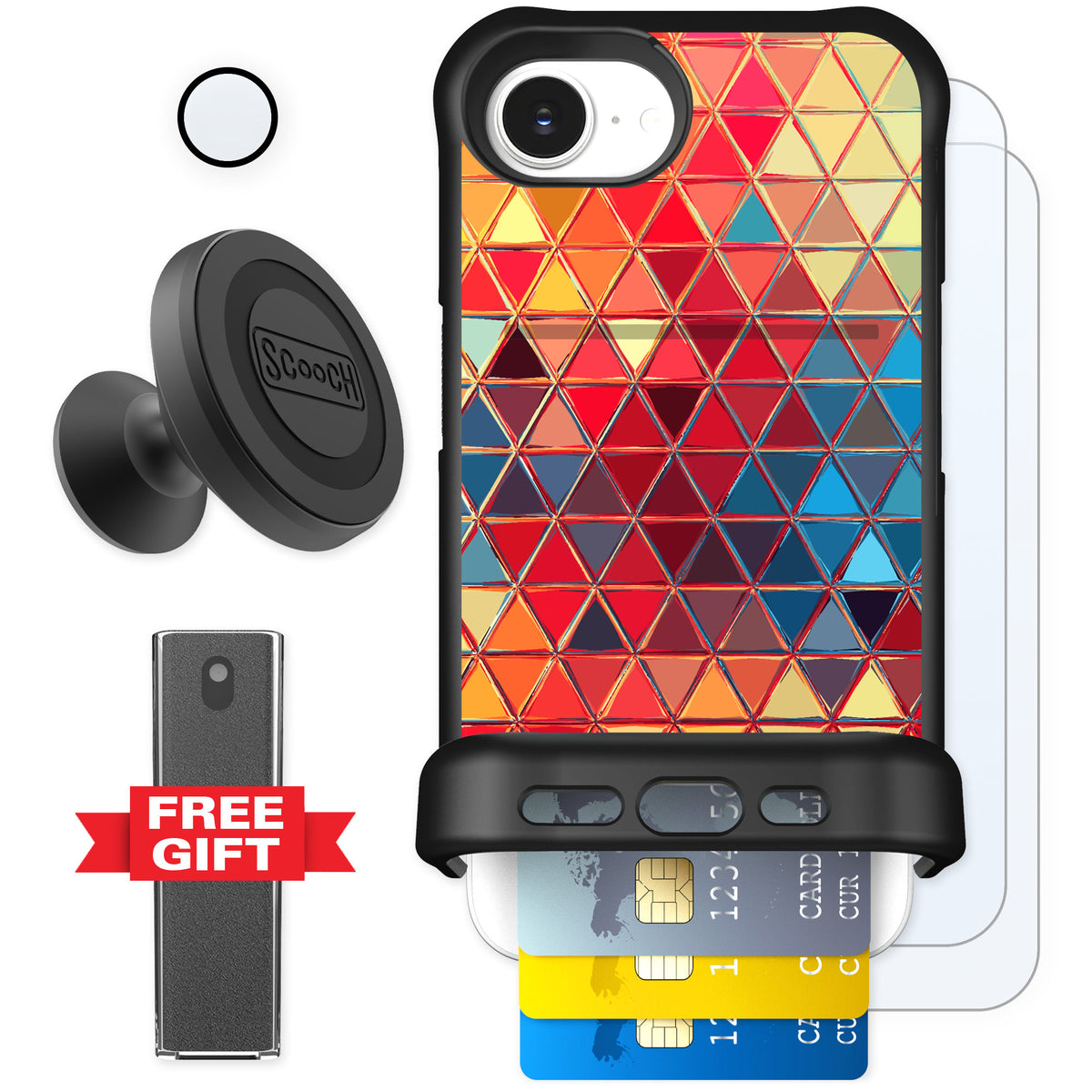 Scooch Wingmate Festive Glass for iPhone 16e — Defender Bundle