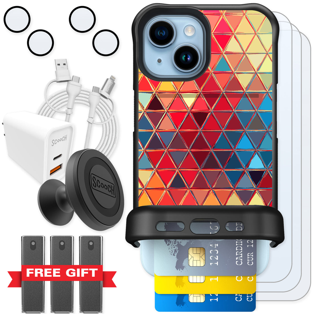 Scooch Wingmate Festive Glass for iPhone 15 — Ultimate Bundle