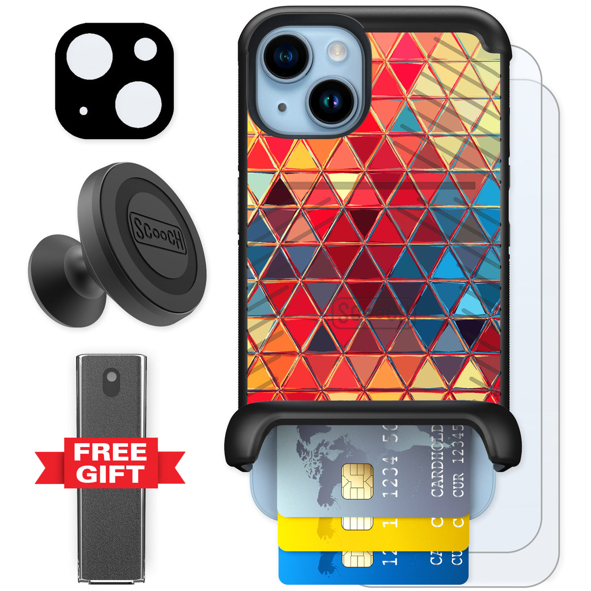 Scooch Wingmate Festive Glass for iPhone 14 — Defender Bundle