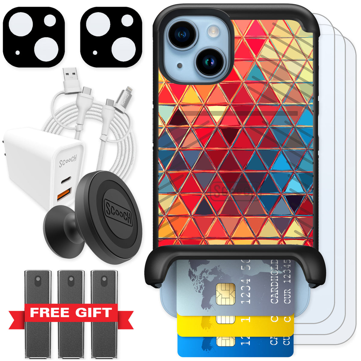 Scooch Wingmate Festive Glass for iPhone 14 — Ultimate Bundle