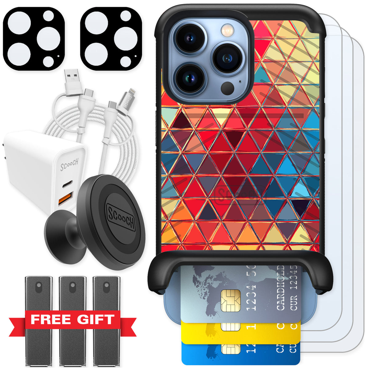 Scooch Wingmate Festive Glass for iPhone 13 Pro — Ultimate Bundle