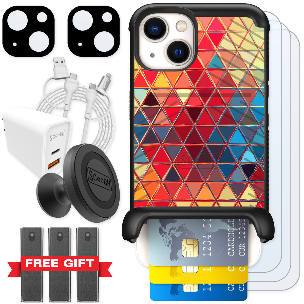 Scooch Wingmate Festive Glass for iPhone 13 — Ultimate Bundle