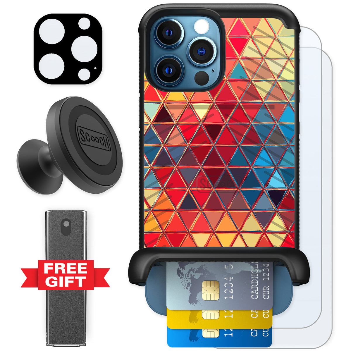 Scooch Wingmate Festive Glass for iPhone 12 Pro — Defender Bundle