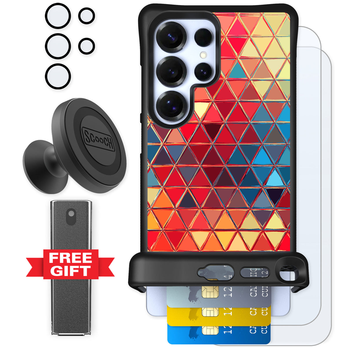 Scooch Wingmate Festive Glass for Galaxy S25 Ultra — Defender Bundle