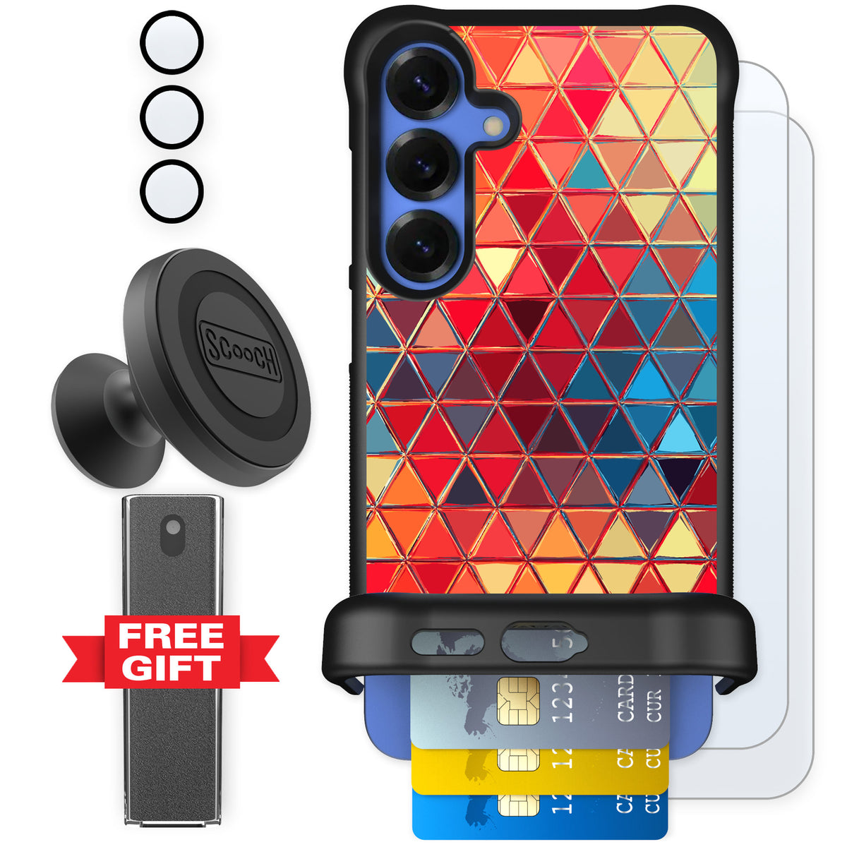 Scooch Wingmate Festive Glass for Galaxy S25+ — Defender Bundle