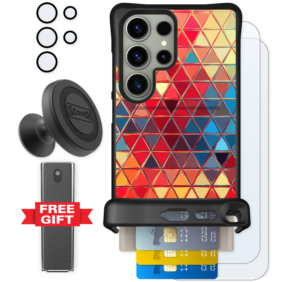 Scooch Wingmate Festive Glass for Galaxy S24 Ultra — Defender Bundle