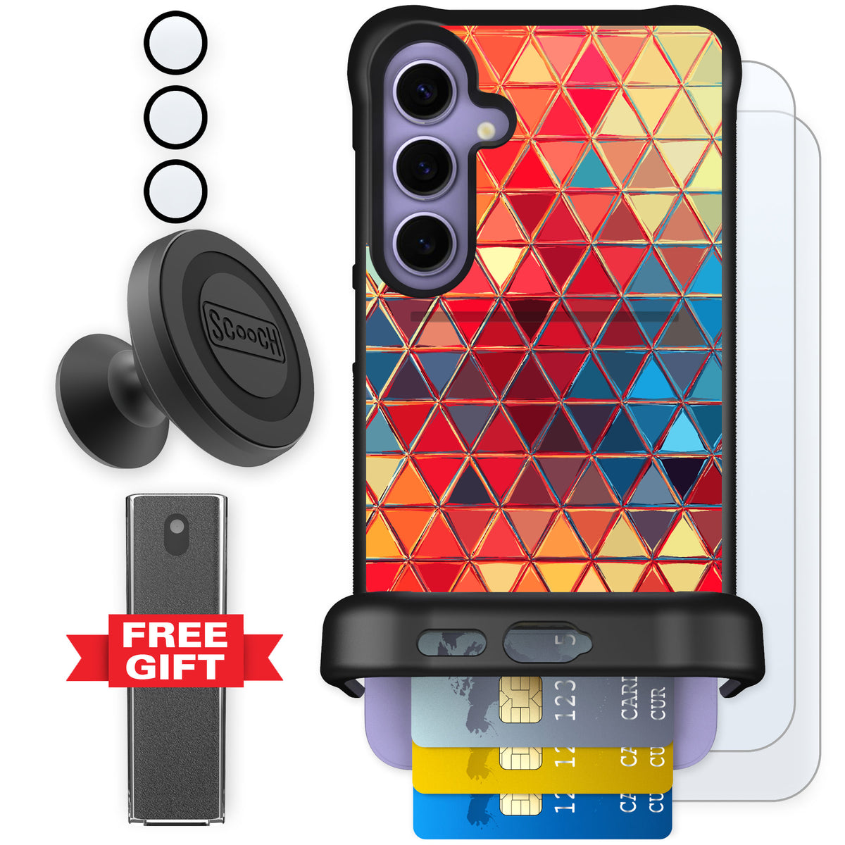 Scooch Wingmate Festive Glass for Galaxy S24+ — Defender Bundle