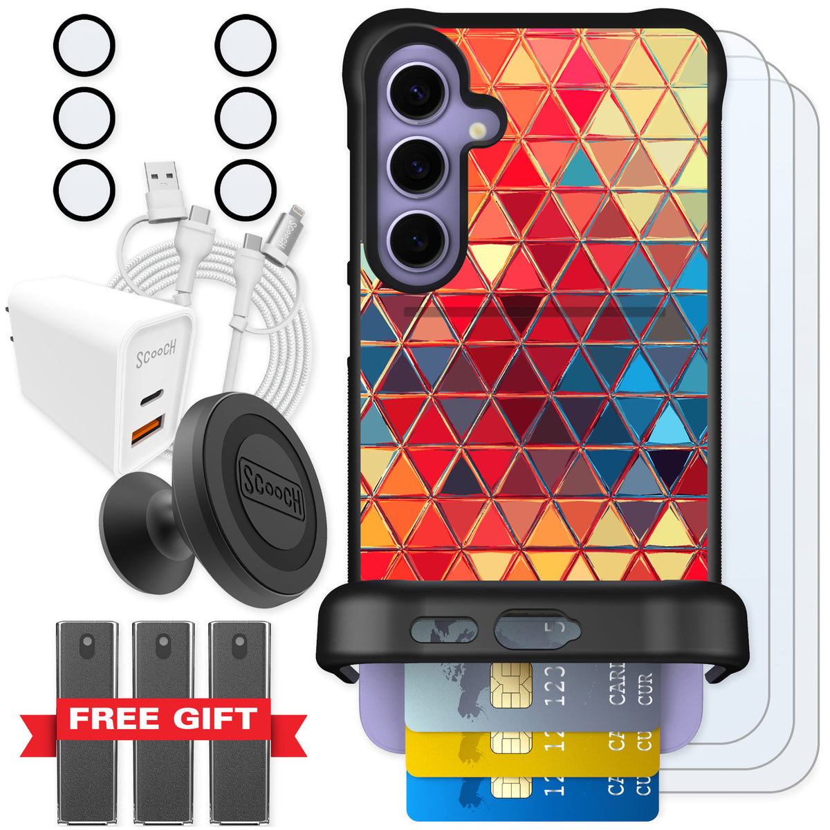 Scooch Wingmate Festive Glass for Galaxy S24+ — Ultimate Bundle