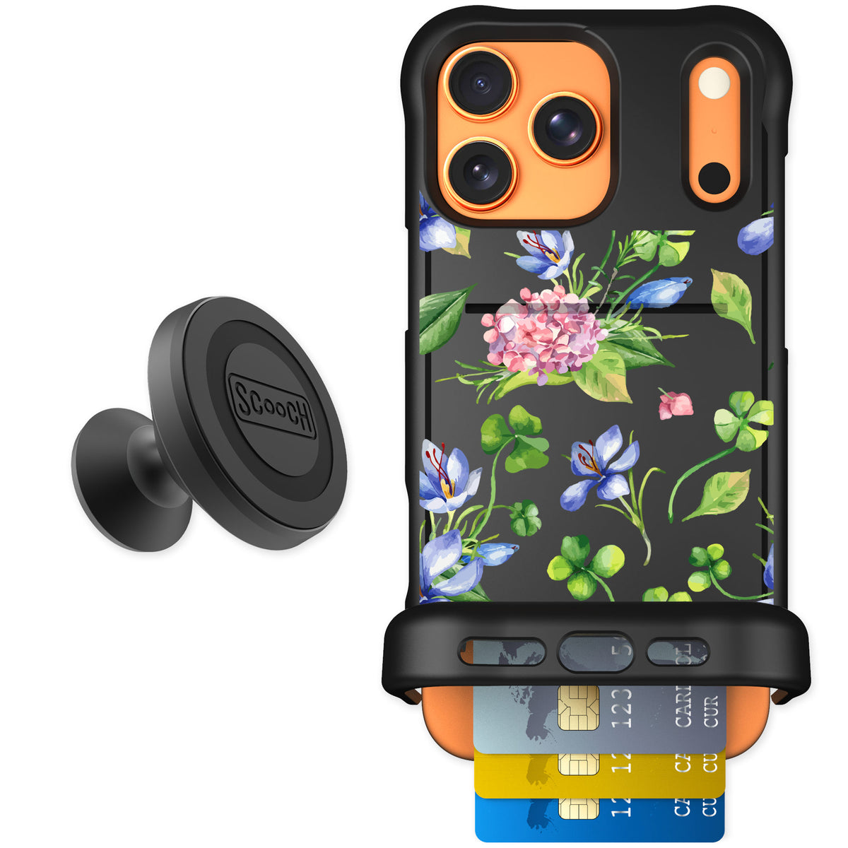 Scooch Wingmate Lucky Hydrangea for iPhone 17 Pro Max — Starter Bundle