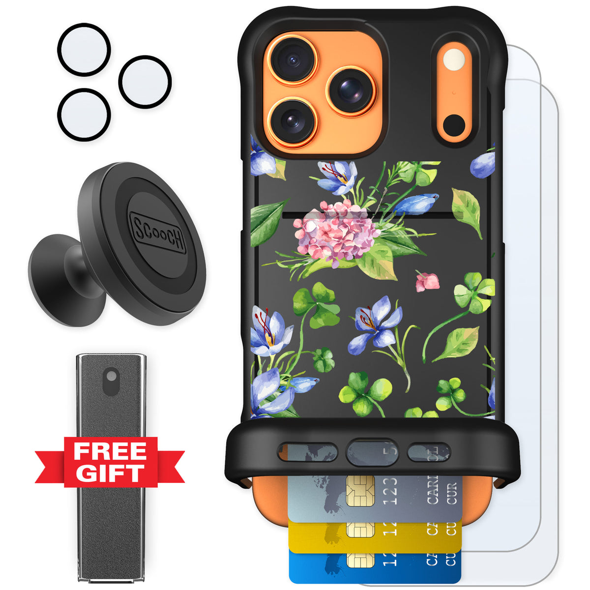 Scooch Wingmate Lucky Hydrangea for iPhone 17 Pro Max — Defender Bundle