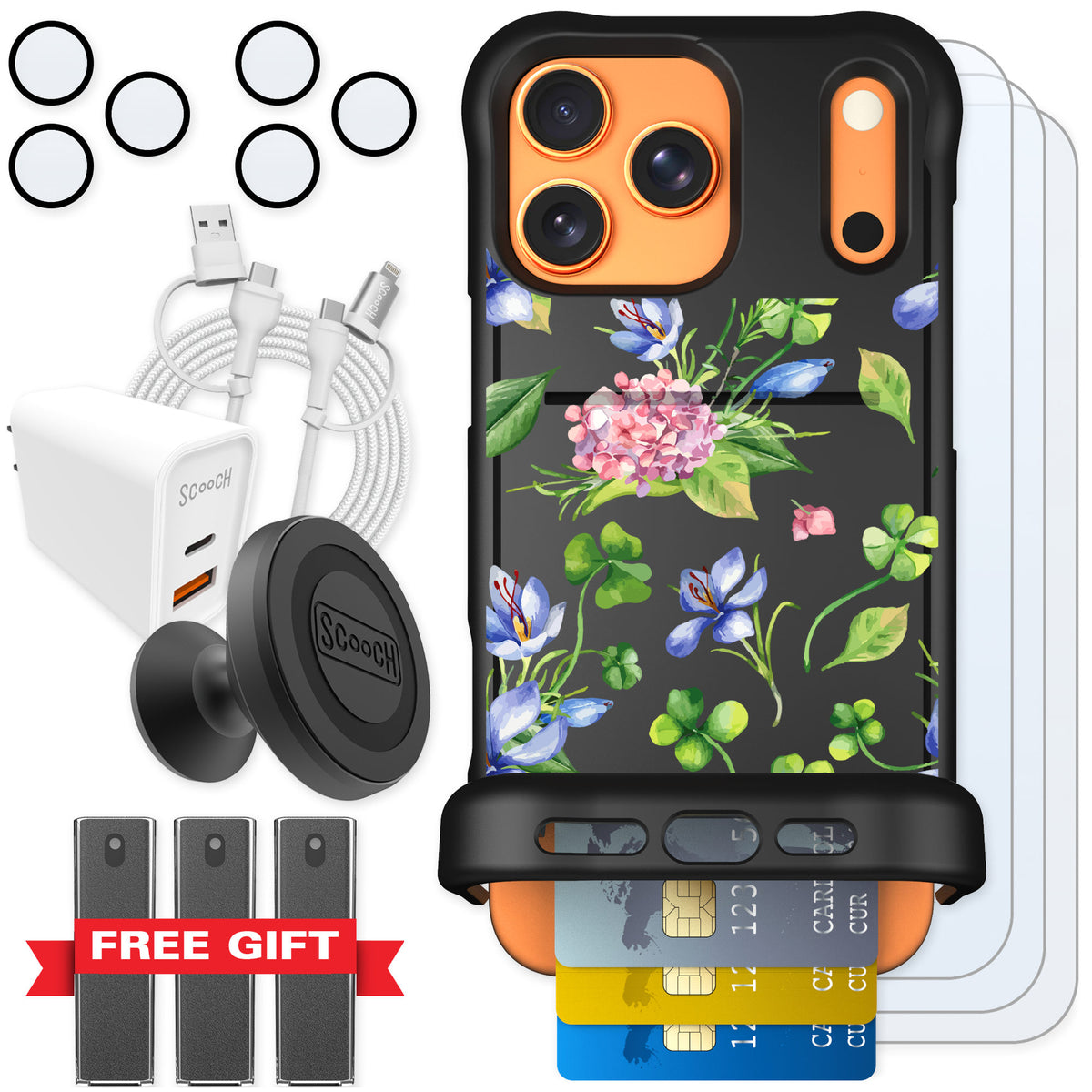 Scooch Wingmate Lucky Hydrangea for iPhone 17 Pro Max — Ultimate Bundle