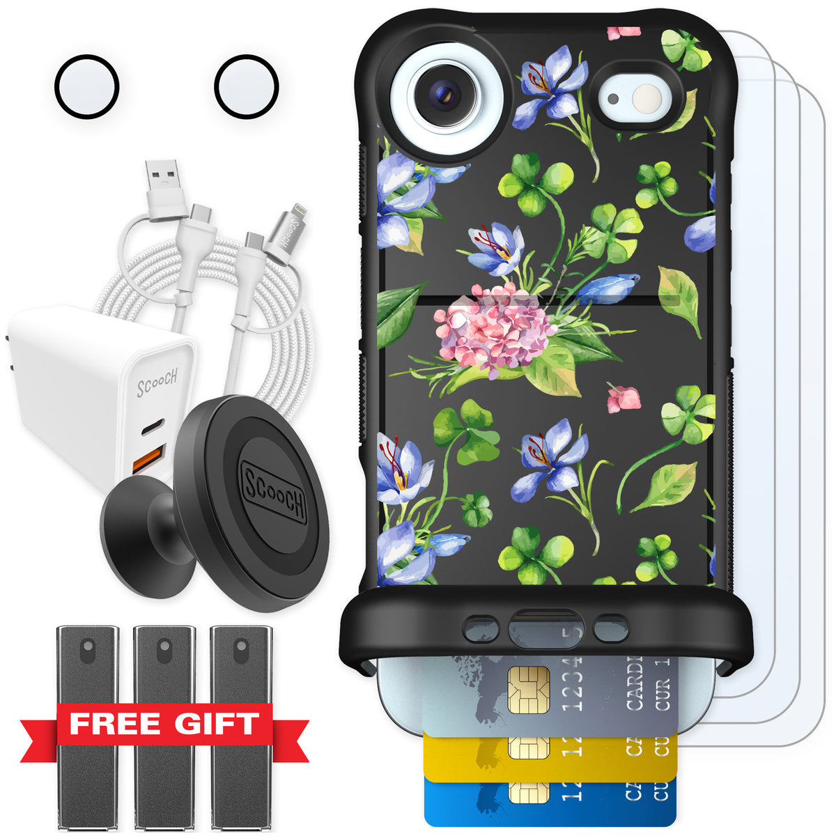 Scooch Wingmate Lucky Hydrangea for iPhone Air — Ultimate Bundle