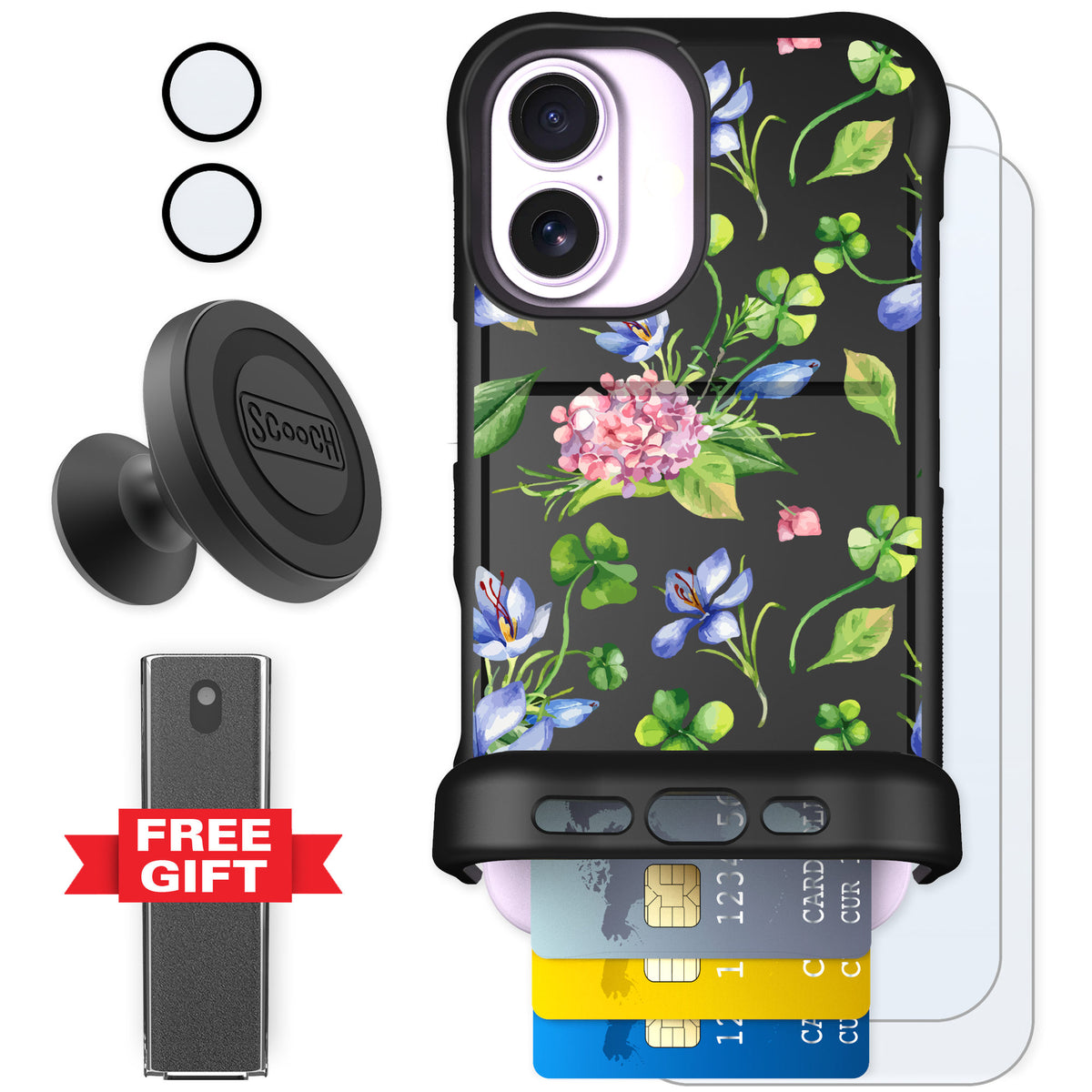 Scooch Wingmate Lucky Hydrangea for iPhone 17 — Defender Bundle