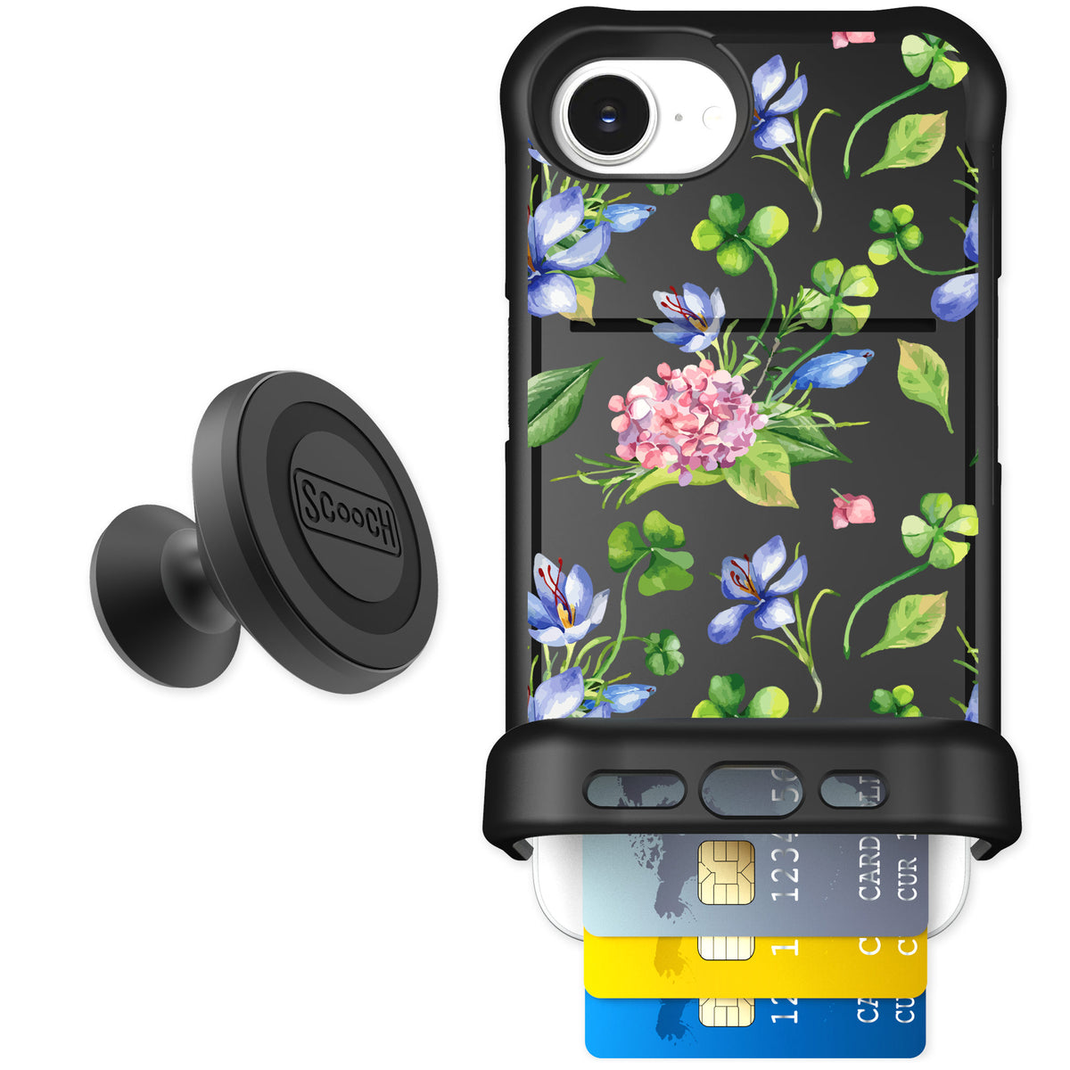 Scooch Wingmate Lucky Hydrangea for iPhone 16e — Starter Bundle